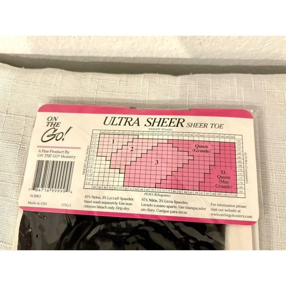 Lot of 4 On The Go Size 3 Ultra Sheer Jet Black & Oatmeal Stockings Large